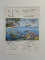 Kiribati Briefmarken Meerestiere Vögel 8er Block