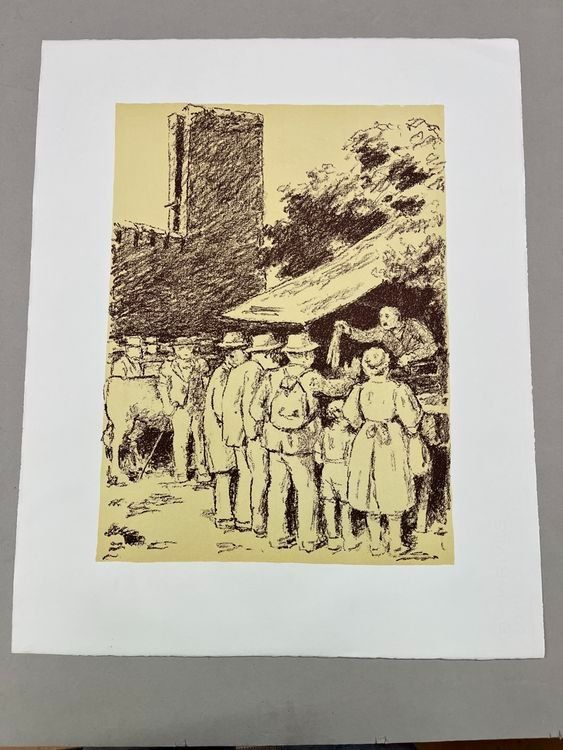 Grafica & Litografie: PAUL  GMÜNDER DER BAUERNMARKT LITHOGRAPHIE – Usato da Gersau venduto da grafik-kunst