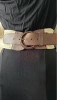 Boho Chic Brown Leather and Braided Belt - Size Medium