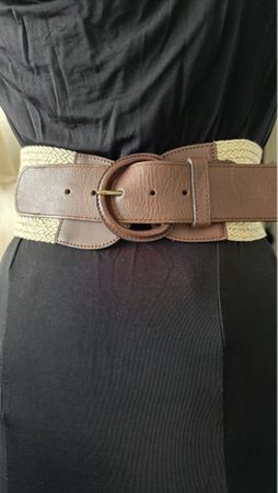 Boho Chic Brown Leather and Braided Belt - Size Medium
