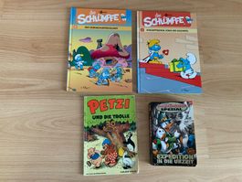 4 Comicbücher - 2x die Schlümpfe, Petzi, Donald Duck Spezial