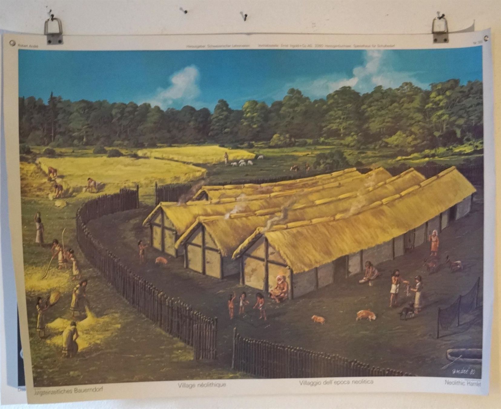 Foto & Immagini: Schulwandbild Jungsteinzeit Bauerndorf – Usato da Härkingen venduto da sammelbecken 1