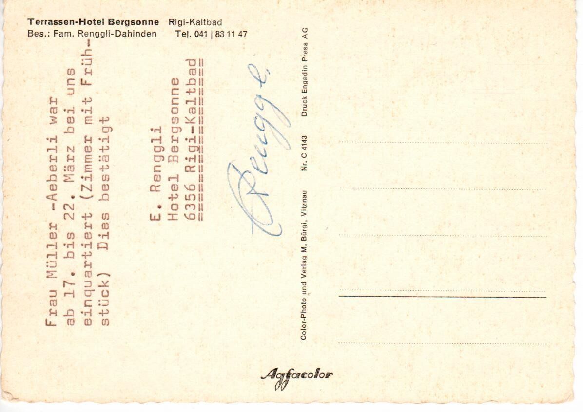 Cartoline postali: Hotel Bergsonne Rigi Kaltbad – Usato da Wolhusen venduto da Curver9 1