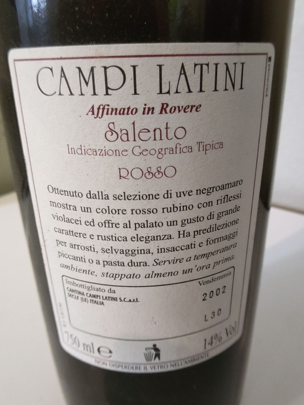 Vino: 6 FL. Campi Latini "Salento" 2002 – Nuovo (secondo la descrizione) da Basel venduto da Morgenmuffel 3