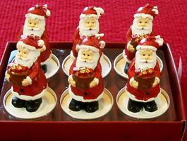 6 Teelichter Weihnachtsmann Figuren Neu und OVP