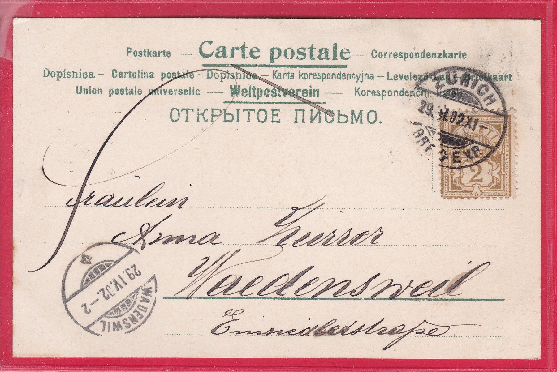 Ansichtskarten: FRÖHLICHE OSTERN, 29.4.1902 – Gebraucht aus Oberrieden von Gebirgsstelze 1