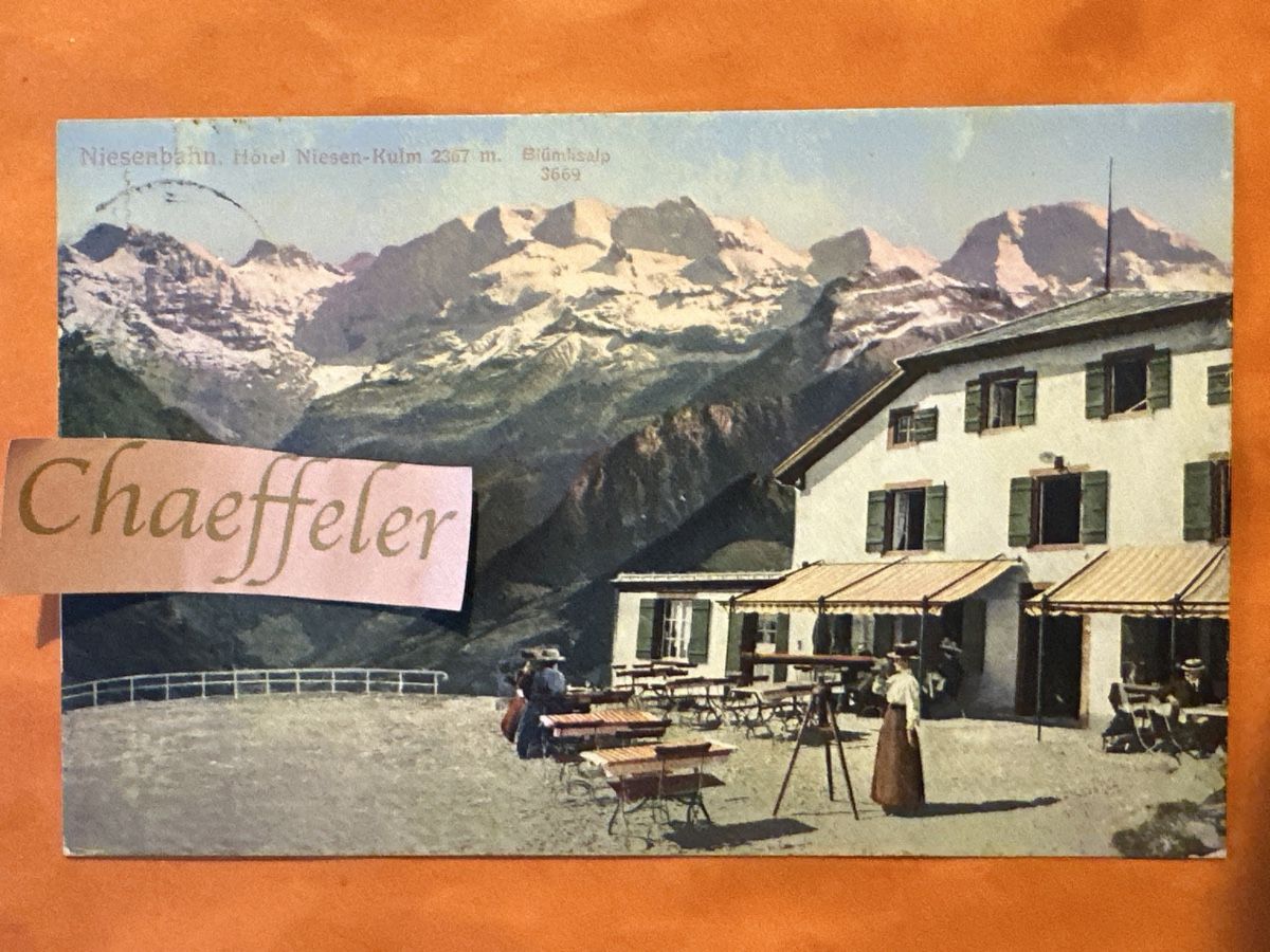 Cartoline postali: 1912 Niesenbahn. Hotel Niesen Kulm  – Usato da Zürich venduto da Chaeffeler