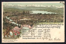 Litho Zürich, Gesamtansicht, Wappen und