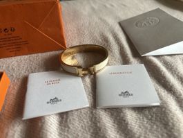 Hermès Bracelet Clic H Email Blanc/Or rosé - Etat Impeccable