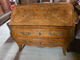 Antike Kommode Sekretär Intarsien Holz Louis XV Stil