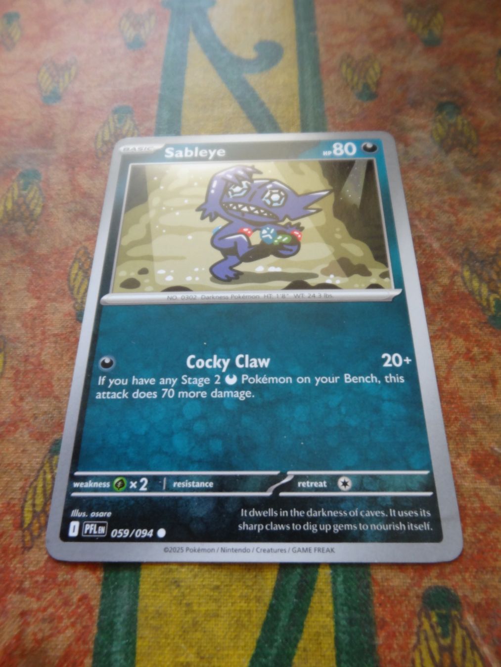 Pokémon Carte collezionabili: POKEMON  Sableye   I  PFL EN   059/094  HP80   2025 – Usato da Romanel-sur-Lausanne venduto da Swift13