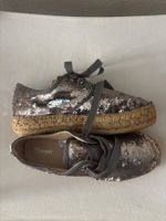 Espadrilles à paillettes gris/rose