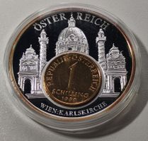 versilberte Medaille 50 mm PP, Österreich Inlay Prägung
