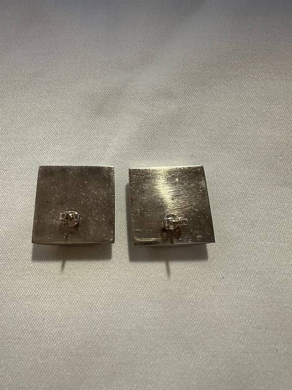 Orecchini pendenti & Orecchini a lobo: Vintage Silber Ohrclips mit Drahtrelief – Usato da Obernau venduto da Arche_Noah_Brocki 1