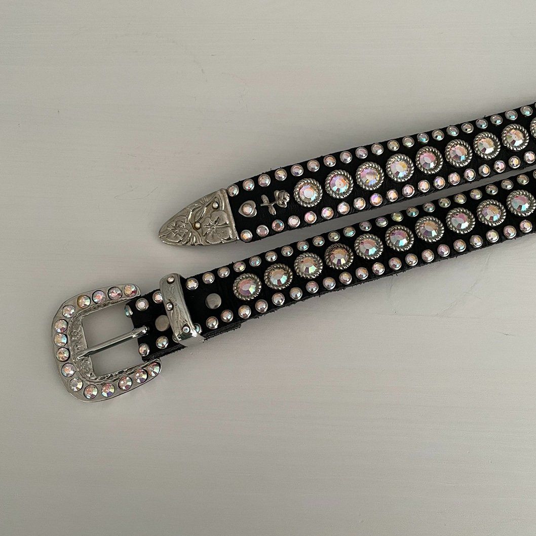 Cinture: Kippys schwarzer Ledergürtel mit Strass – Usato da Thun venduto da Rowaner 3