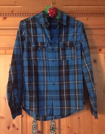 Herren Hemd Blau/Schwarz kariert - Neuwertig - Grösse XS