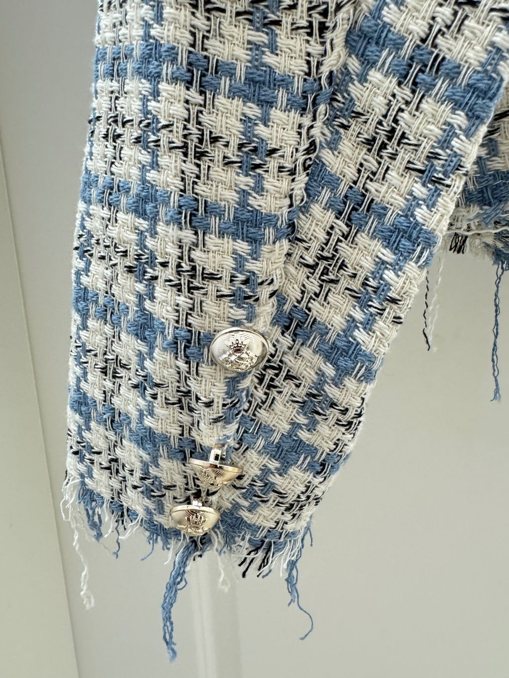 Zebra Giacche: Veste effrangée bleue et blanche neuve – Usato da giffers venduto da sev_c9x9 5