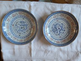 2 China Porzellan Teller Goldrand