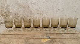 8 Vintage Luminarc SUEDE Trinkgläser / Rauchglas