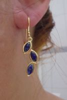 Echtschmuck: Lapislazuli Silberohrhänger, vergoldet