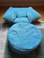 Sitzsack mit Hocker Cord blau gebraucht guter Zustand