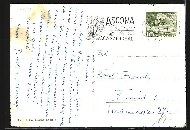 Cartoline postali: Intragna, Gesamtansicht mit Bergpanorama – Usato da Berlin venduto da bartko-reher 1