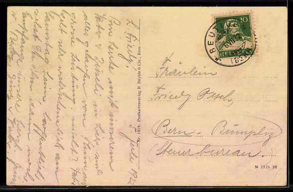 Cartoline postali: AK Reutigen, Kirche mit Bergpanorama – Usato da Berlin venduto da bartko-reher 1