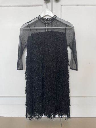 Magnifique robe noire Zara avec franges - Taille XS
