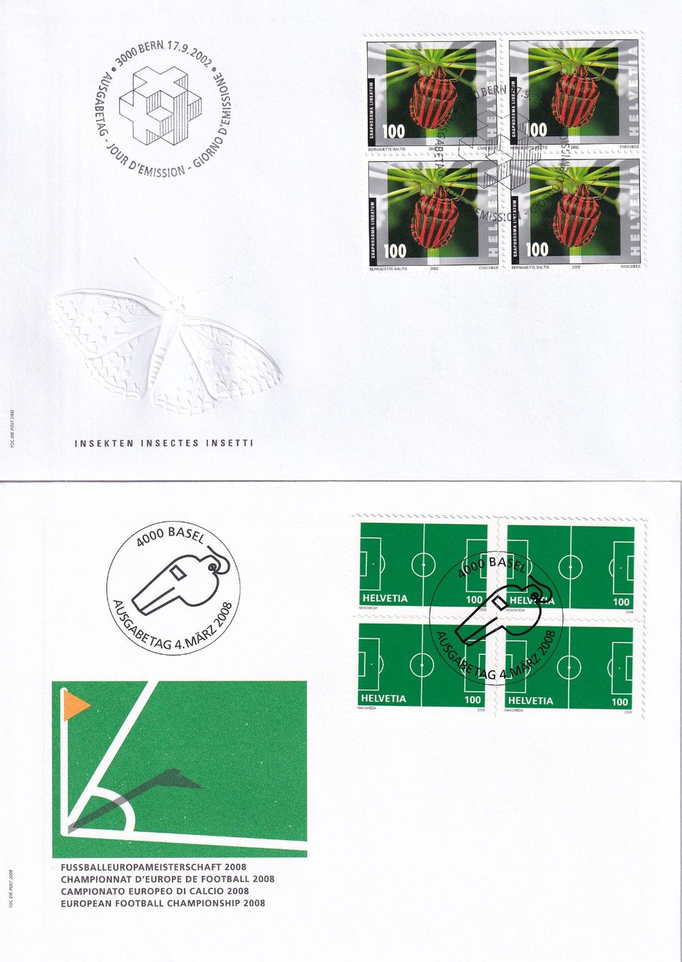 Tutti i francobolli: Lot 6 Briefe FDC 4er Block  4x 2002 + 1x 2008 – Usato da Rossa venduto da becky05 2
