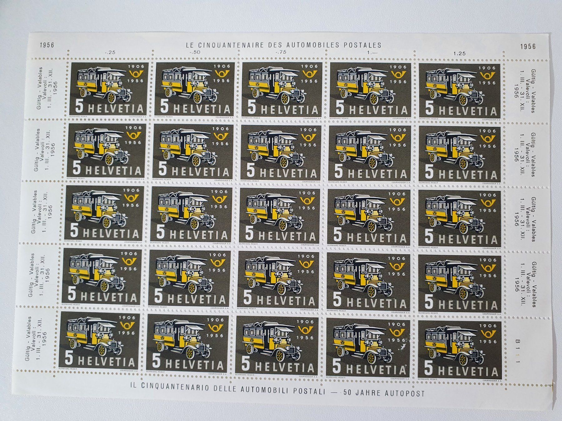 Alle Briefmarken: MARKEN - Bogen 4-teilig 1956  Werbemarken – Neu (gemäss Beschreibung) aus Uster von Posaunus 1