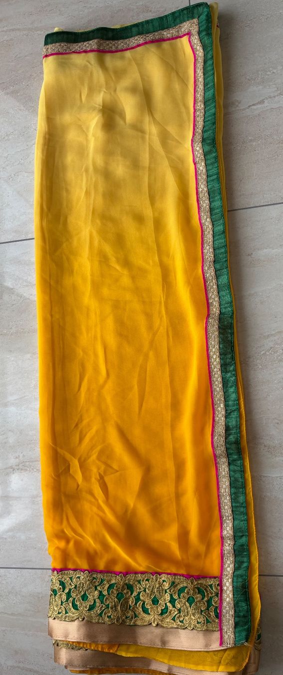 Vestiti: indischer/tamilischer Sari mit Bluse, gelb – Nuovo (secondo la descrizione) da Wichtrach venduto da Alyasahana 4