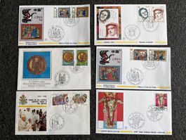 Briefmarken Ersttagsbriefe Vatikan-Serie, 6 Stk., Top!