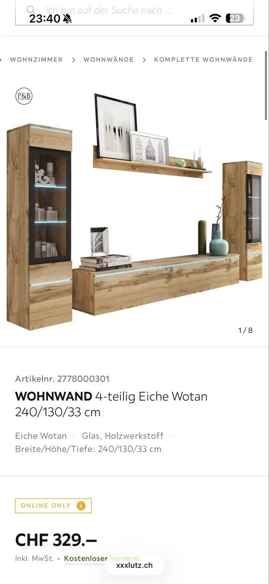 Cassettiere: Moderne Wohnwand in Eiche Optik mit LED Beleuchtung – Nuovo e nell'imballaggio originale da Busswil TG venduto da syl_85pl 3