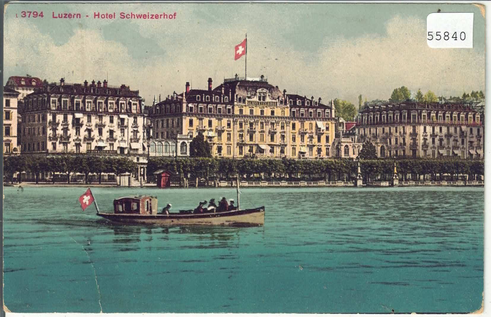 Ansichtskarten: Luzern - Hotel Schweizerhof, Boot - Litho – Gebraucht aus Ettingen von Kartenplanet