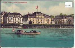 Luzern - Hotel Schweizerhof, Boot - Litho
