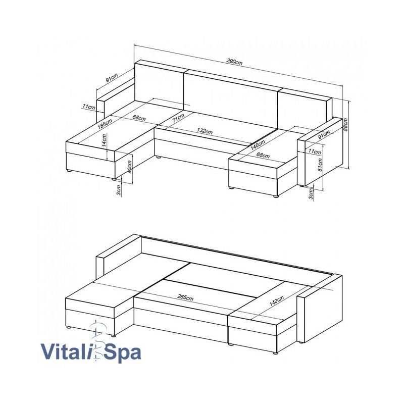 Divani: Wohnlandschaft mit Schlaffunktion - Schwarz/Grau – Nuovo e nell'imballaggio originale da Wallenwil venduto da toesstal-vertrieb 7