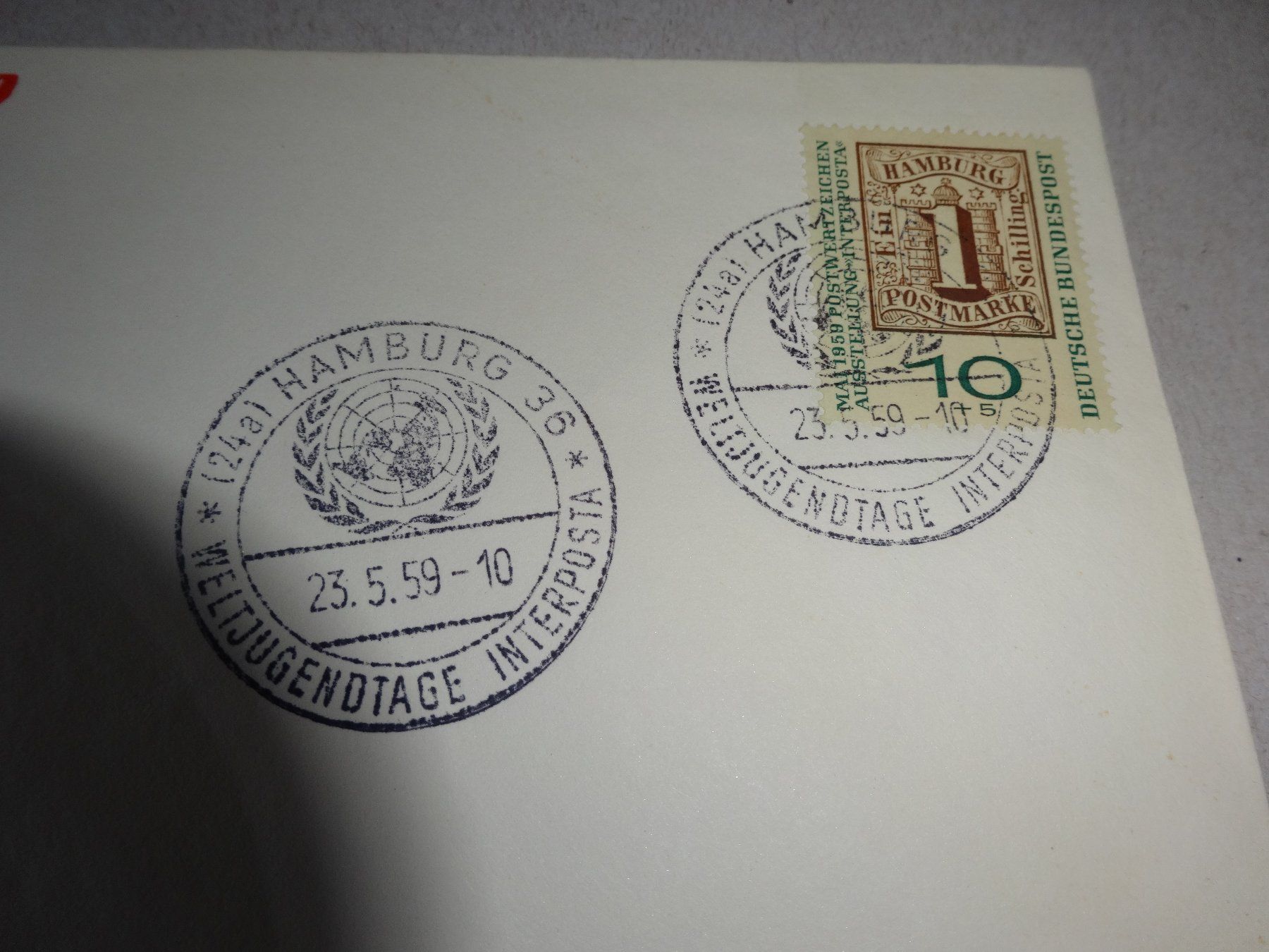 Tutti i francobolli: Ersttagsbrief Interposta Hamburg 23.5.1959 – Usato da Neerach venduto da jenny062 1