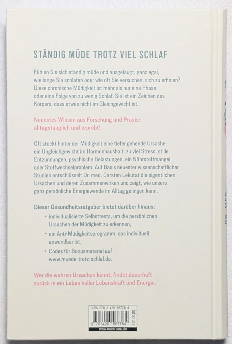 Bücher: Müde? - Dr. Med. Carsten Lekutat – Neu (gemäss Beschreibung) aus Wängi von ABIZONE-86 1