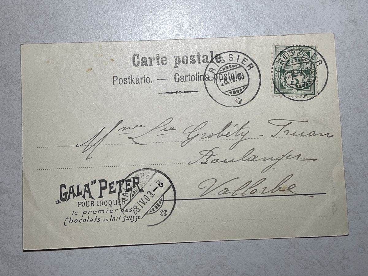 Ansichtskarten: Alte Ansichtskarte "Gala Peter" Schokolade! – Gebraucht aus Strengelbach von Aschatan5 1