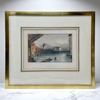 Gravure BARTLETT "Pont de la Cour" Lucerne vers 1840