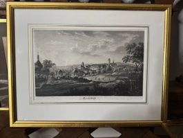 Frauenfeld um 1840 — Stahlstich im Original-Goldrahmen