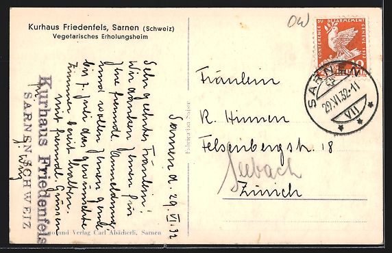 Cartoline postali: Sarnen, Ortsansicht mit See und Giswiler – Usato da Berlin venduto da bartko-reher 1