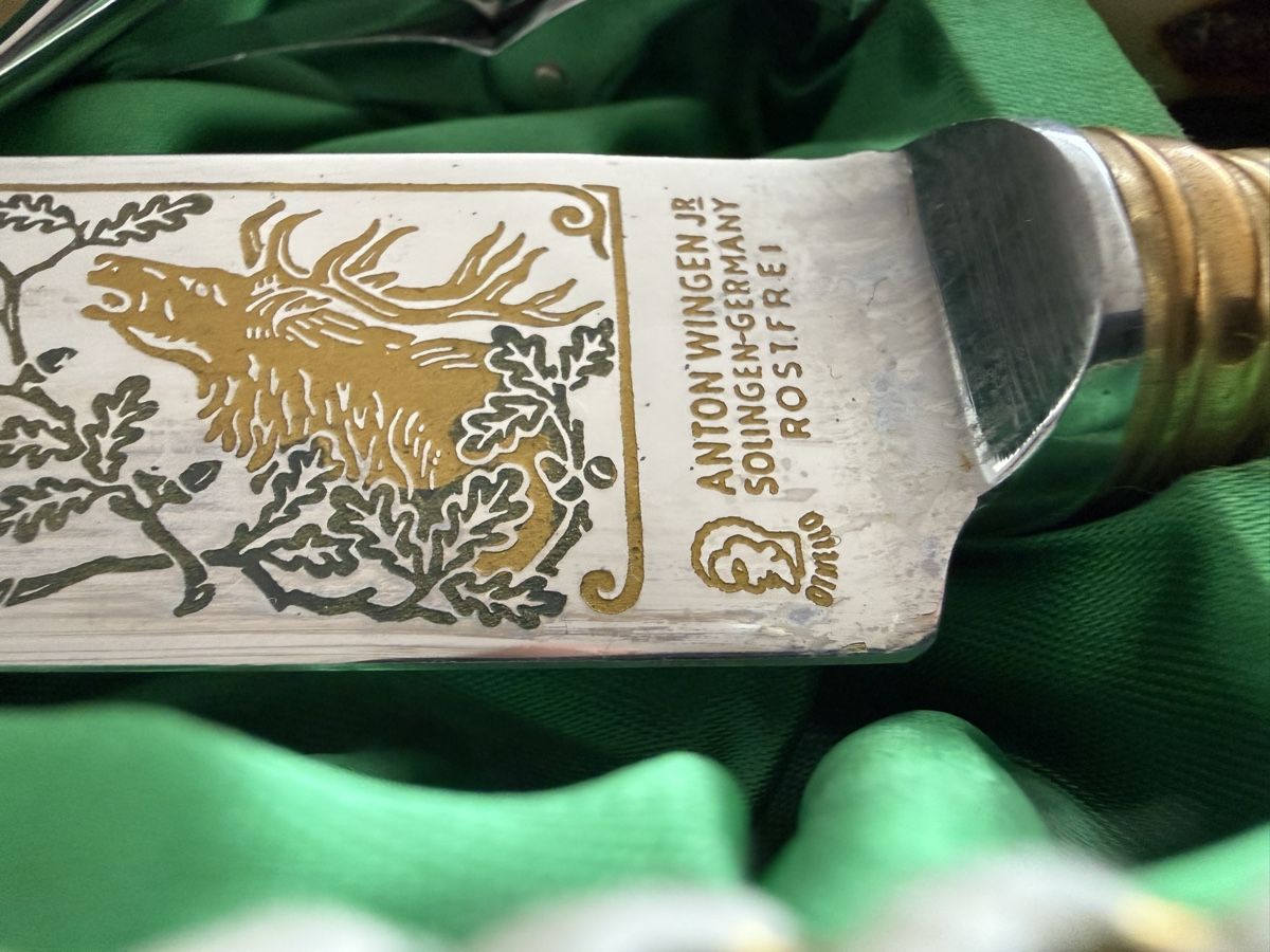 Posate: Fleischgabel und Messer mit Hirschmotiv Antike Messer – Usato da Goldach venduto da Messerguru 2