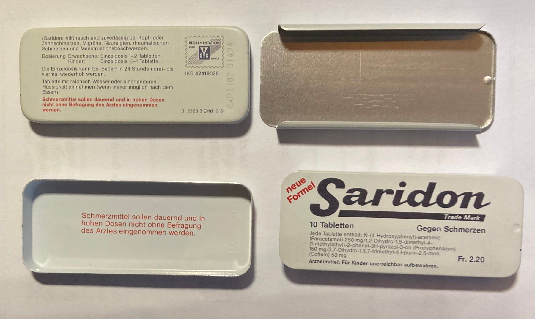 Dosen: "Saridon" zwei Blechdöschen – Gebraucht aus Liebefeld von Rhy19