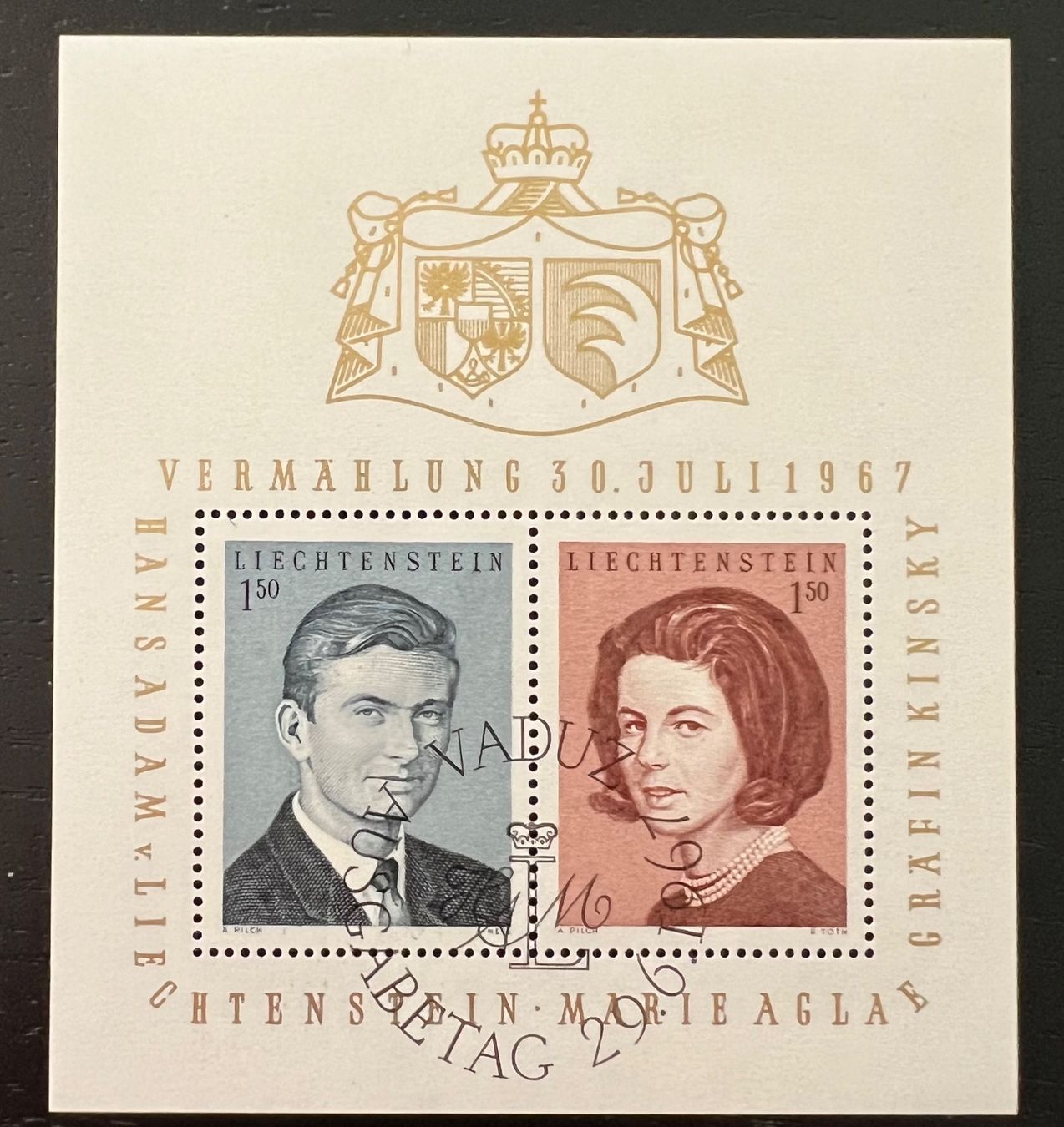 Alle Briefmarken: FL Block 7 von 1967 fest. – Gebraucht aus Adliswil von Myxin
