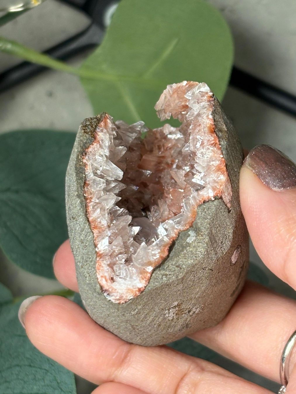 Pietre preziose: Pink Heulandit-Geode (mit Calcit) – Nuovo (secondo la descrizione) da Neuheim venduto da m.hald 6