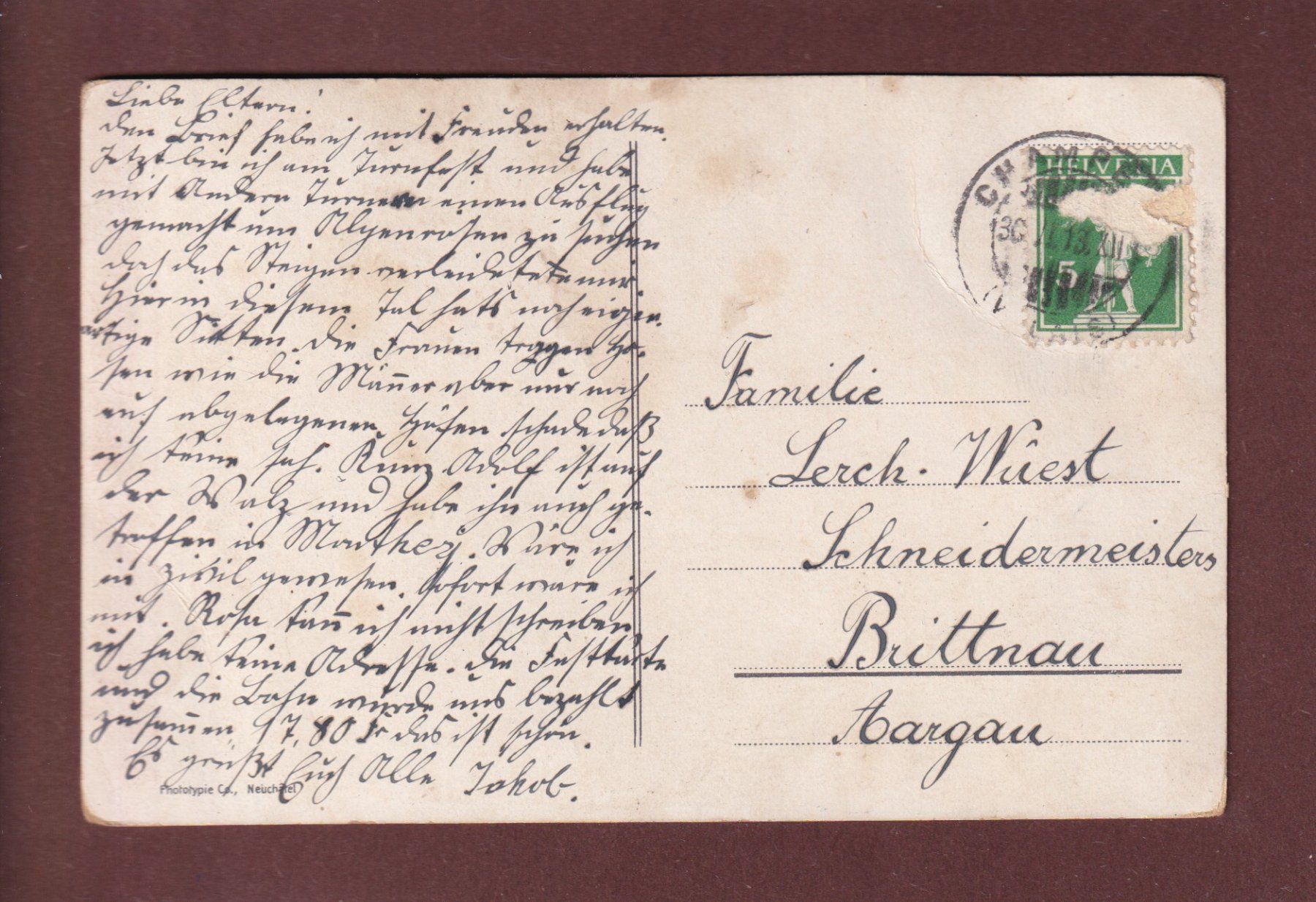 Cartoline postali: CHAMPERY - Dents du Midi - 1913 – Usato da Pully venduto da nicecards 1