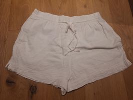 Kurze musselin Hose, H&M, weiss, Grösse M