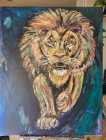 Acrylgemälde Löwe auf Leinwand handgemalt Unikat neu