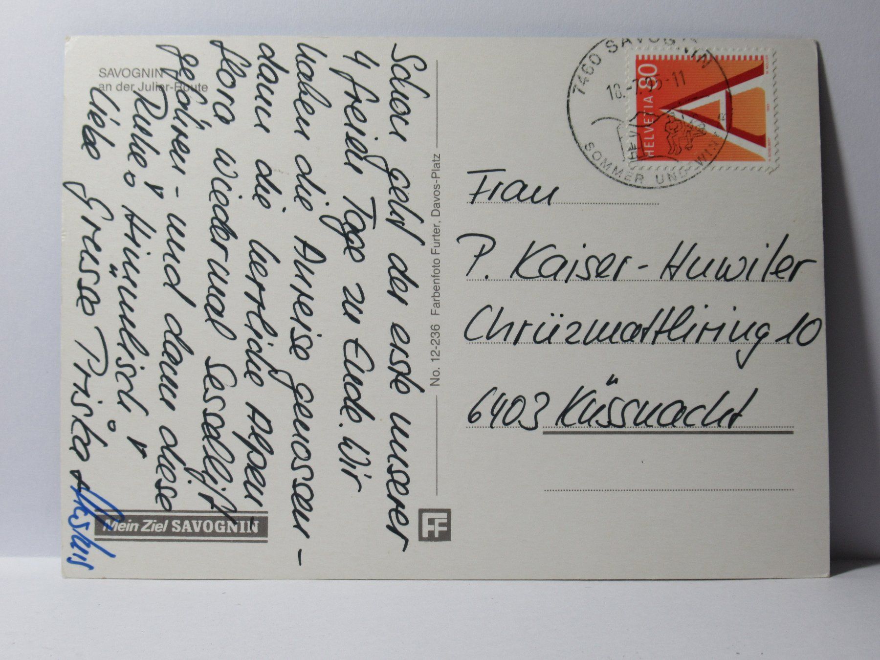 Cartoline postali: Savognin , Murmel 1995 – Usato da Grenchen venduto da Bluemchen1900 2